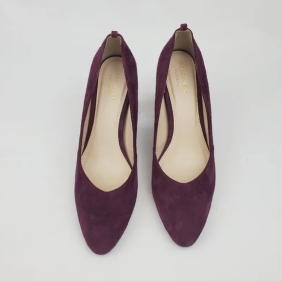 Cole Haan Grand O.S Burgundy suede chunky heel pumps size 7B - Picture 3 of 7